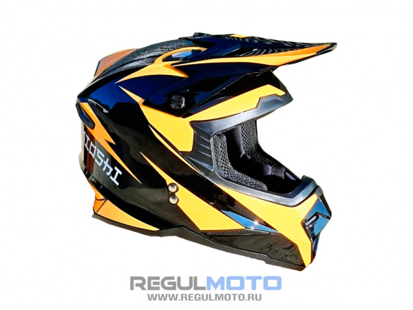304171-37 Шлем KIOSHI Holeshot 801 кроссовый (XXL черный-желтый)